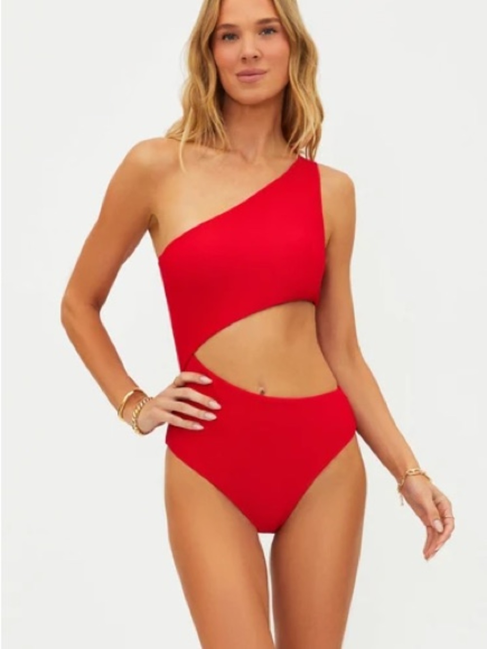 Beach Riot Celine One-Shoulder Red Cutout One-Piece